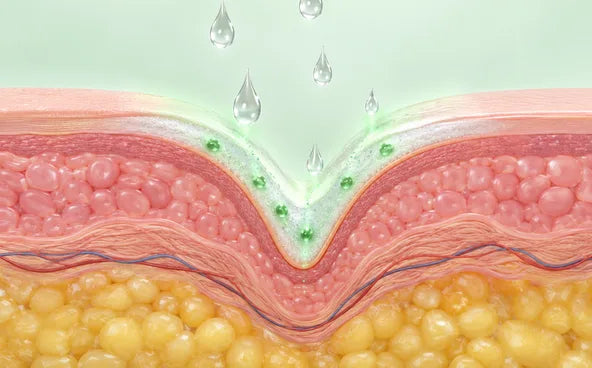 Dry protective barrier absorbing sweat on the skin