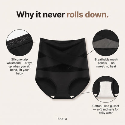Why it never rolls down — silicone grip, mesh, cotton gusset