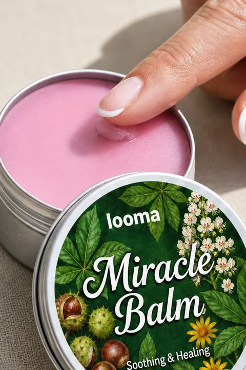 Fingertip taking balm from the tin