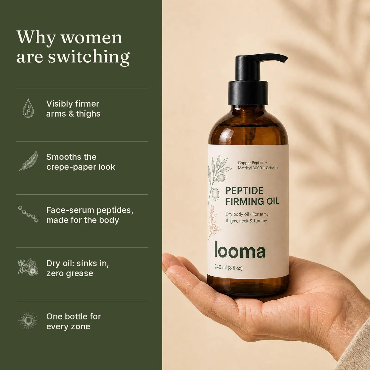 Why women are switching to Looma Peptide Firming Oil