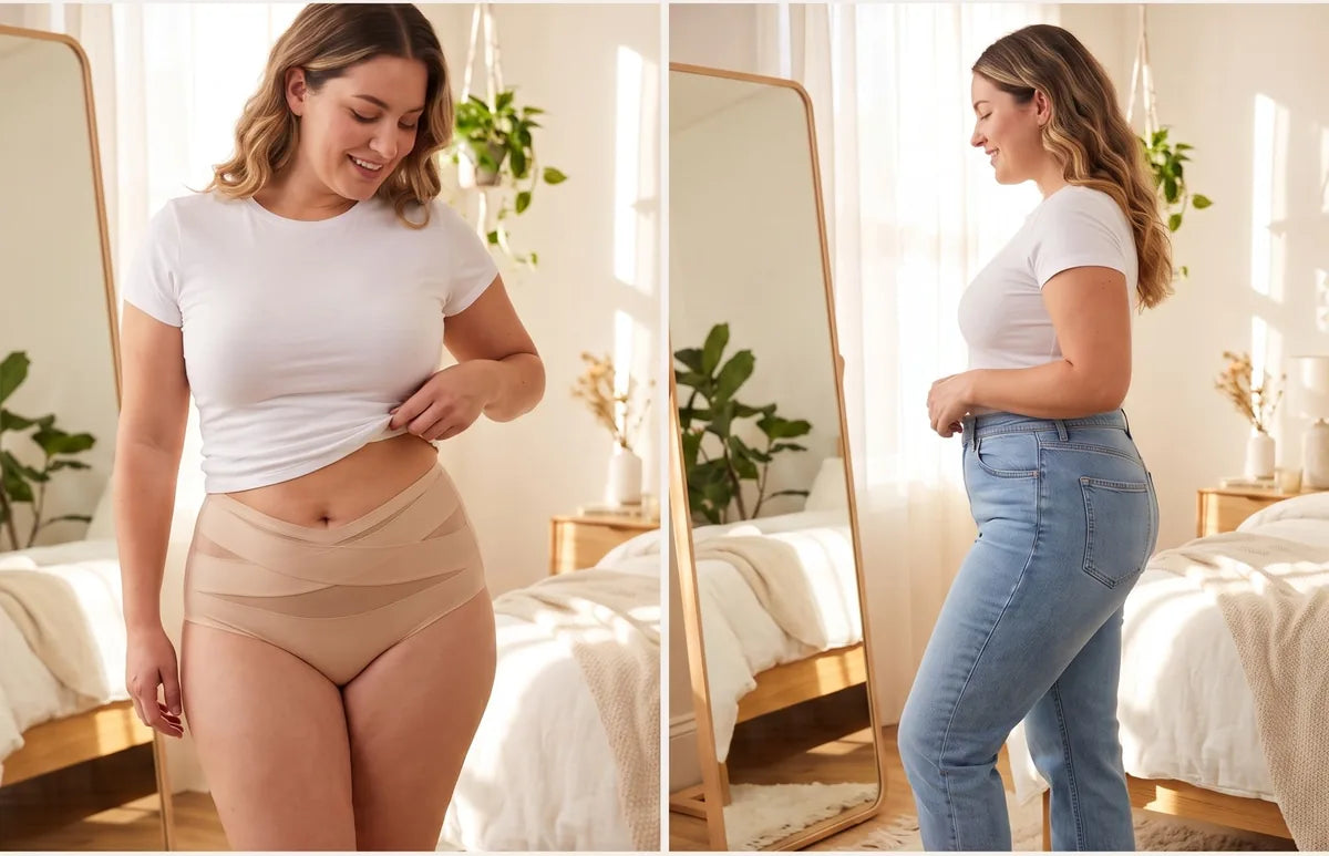 The brief under a white tee and under jeans: no lines, no bulge